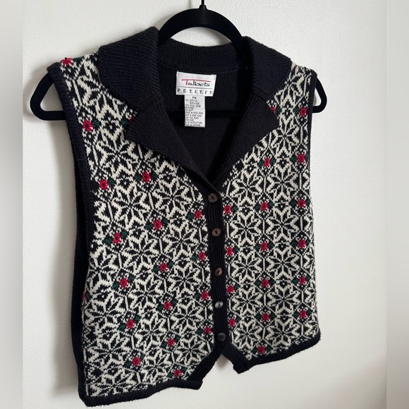 Talbots Black and White Cardigan with Red Accents - Picture 2 of 5